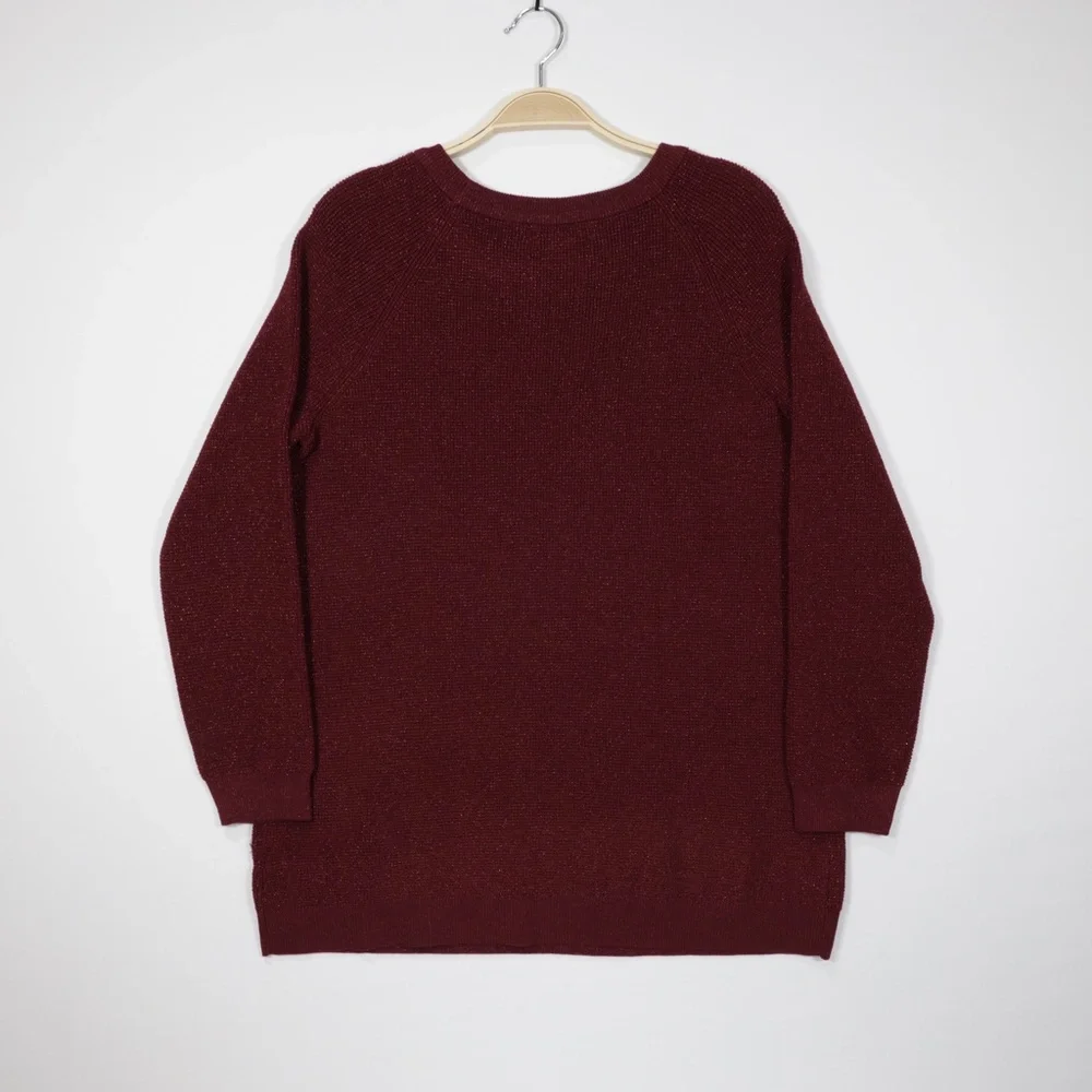 Liz Claiborne Women's Crew‎ Neck Long Sleeve Pullover Sweater Burgundy Size M - Picture 4 of 8